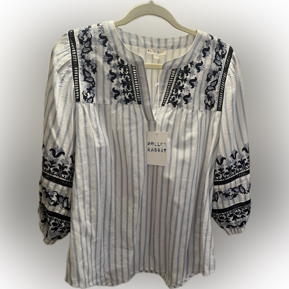 Roller Rabbit Edessa embroidered Michi cotton top